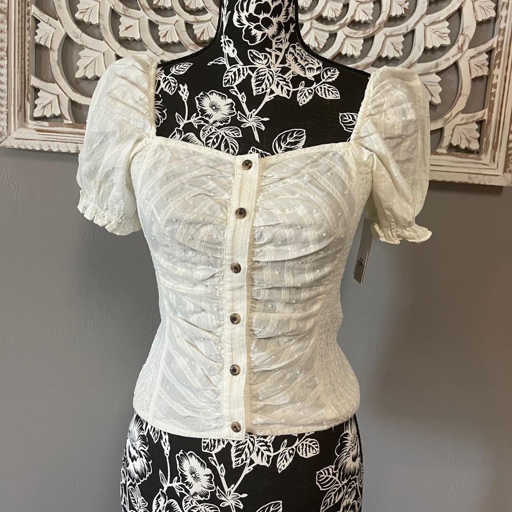 BP. Ruched Puff Sleeve Top